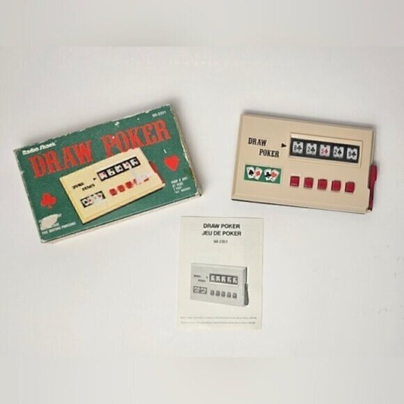 Vintage 80's Radio Shack Draw Poker Card Game Japan 60-2351 Handheld Ele… - Picture 1 of 11